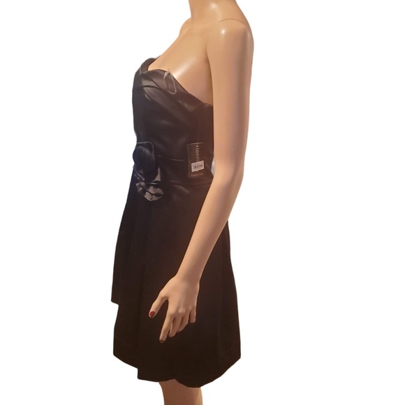 NEW Teeze Me Juniors Size 7 Black Satin Strapless Cocktail Dress Knee Length - Picture 4 of 12